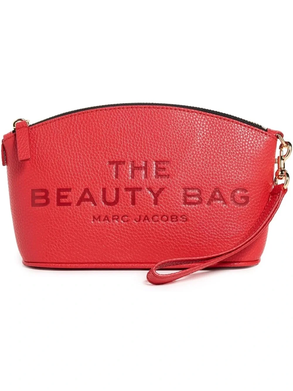 New Marc Jacobs Red Pebbled Leather Beauty Bag Pouch Wristlet
